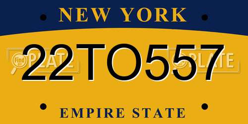 22TO557 New York License Plate