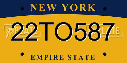 22TO587 New York License Plate