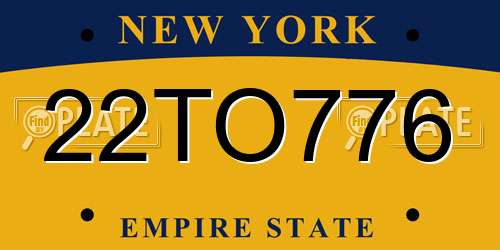 22TO776 New York License Plate