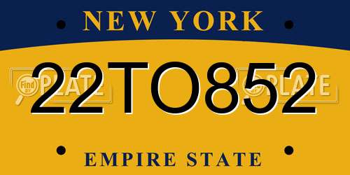 22TO852 New York License Plate