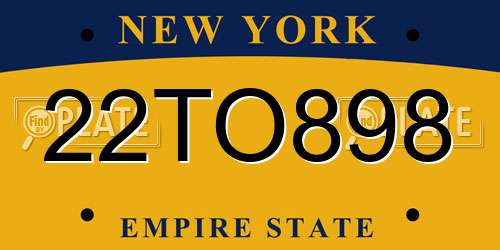 22TO898 New York License Plate