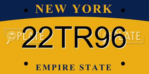 22TR96 New York License Plate