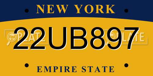 22UB897 New York License Plate