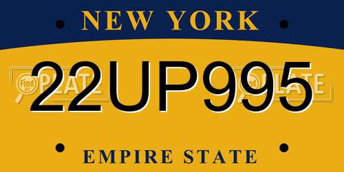 22UP995 New York License Plate