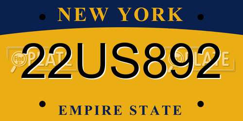22US892 New York License Plate