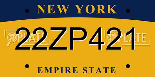 22ZP421 New York License Plate