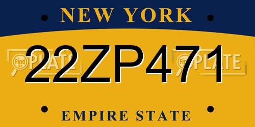 22ZP471 New York License Plate