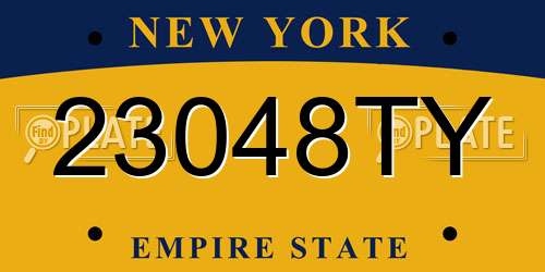 23048TY New York License Plate