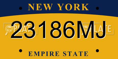 23186MJ New York License Plate