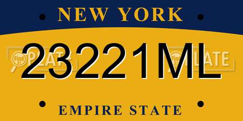 23221ML New York License Plate