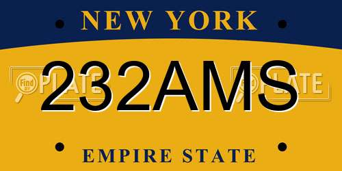 232AMS license plate in NY state