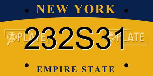 232S31 New York License Plate