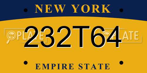 232T64 New York License Plate
