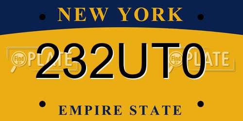 232UT0 New York License Plate