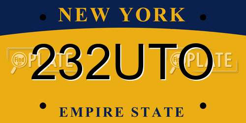 232UTO New York License Plate
