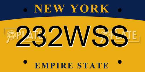 232WSS New York License Plate