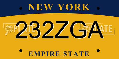 232ZGA New York License Plate