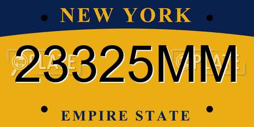 23325MM New York License Plate