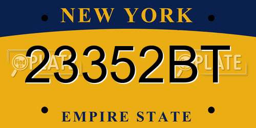 23352BT New York License Plate