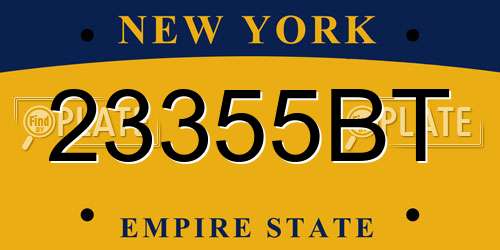 23355BT New York License Plate