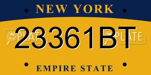 23361BT New York License Plate