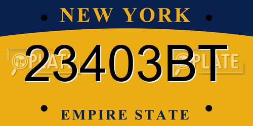 23403BT New York License Plate
