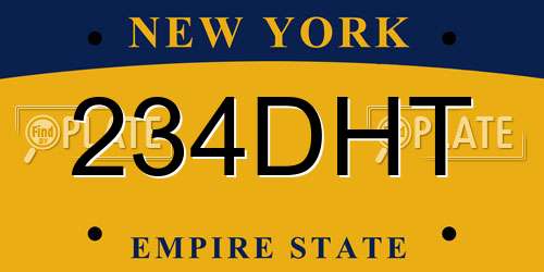 234DHT New York License Plate