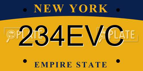 234EVC New York License Plate