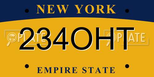 234OHT New York License Plate