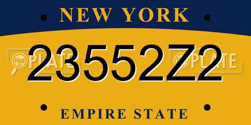 23552Z2 New York License Plate