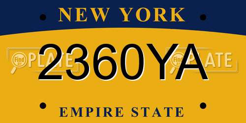 2360YA New York License Plate