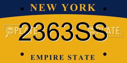 2363SS New York License Plate