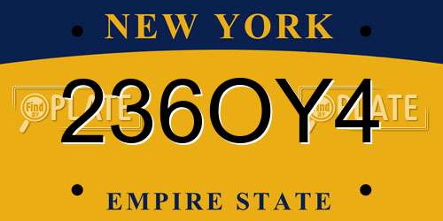 236OY4 New York License Plate
