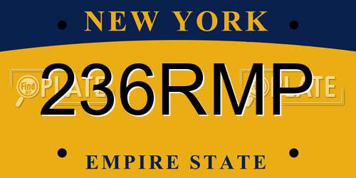 236RMP New York License Plate