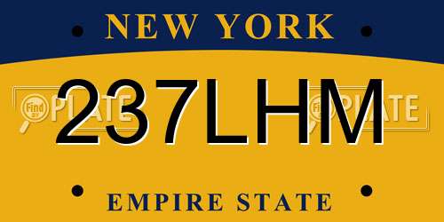 237LHM New York License Plate