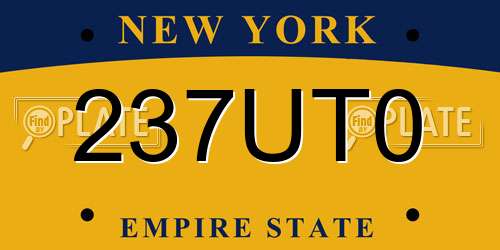 237UT0 New York License Plate