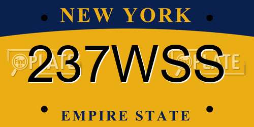 237WSS New York License Plate
