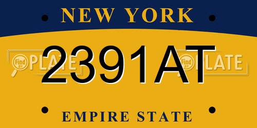 2391AT New York License Plate