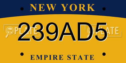 239AD5 New York License Plate