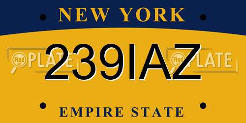 239IAZ New York License Plate