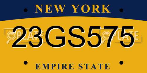 23GS575 New York License Plate