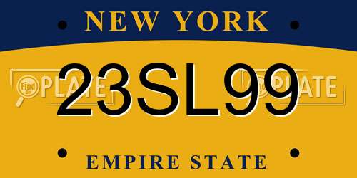 23SL99 New York License Plate