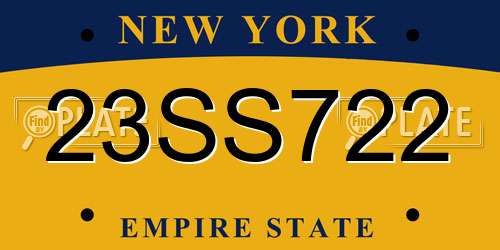23SS722 New York License Plate