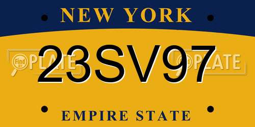 23SV97 New York License Plate