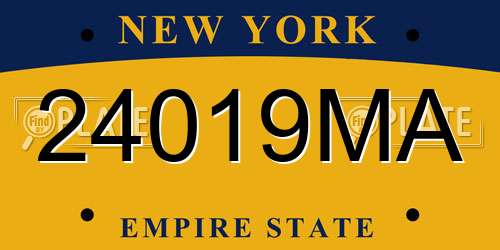 24019MA New York License Plate