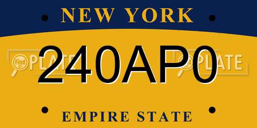 240AP0 New York License Plate