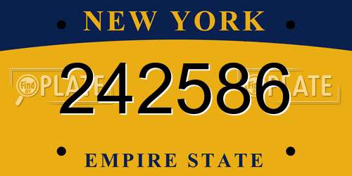 242586 New York License Plate