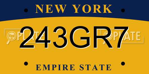 243GR7 New York License Plate