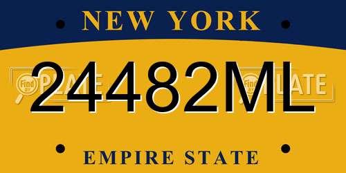 24482ML New York License Plate