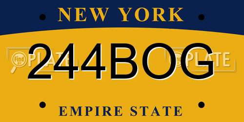 244BOG New York License Plate